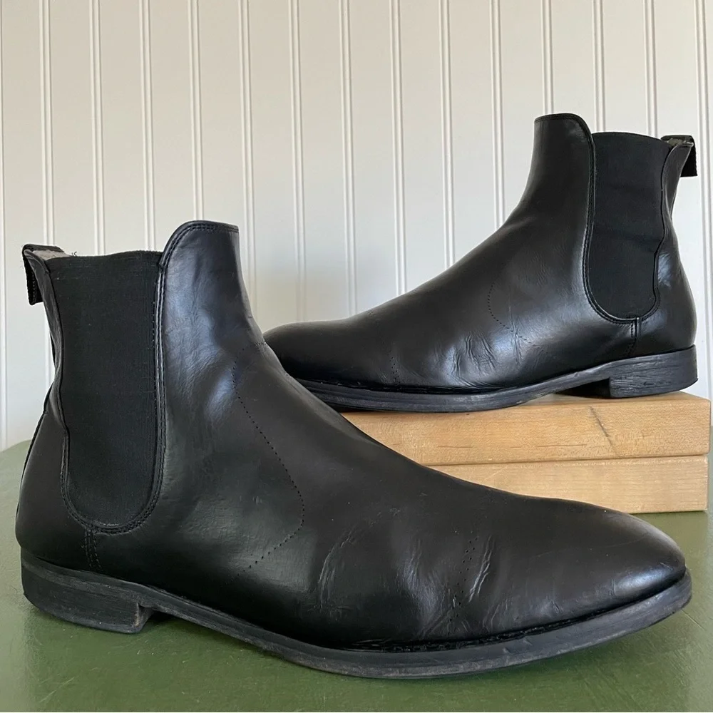 All Saints Men’s Classic Chelsea Boots in Black Leather *Portugal*
